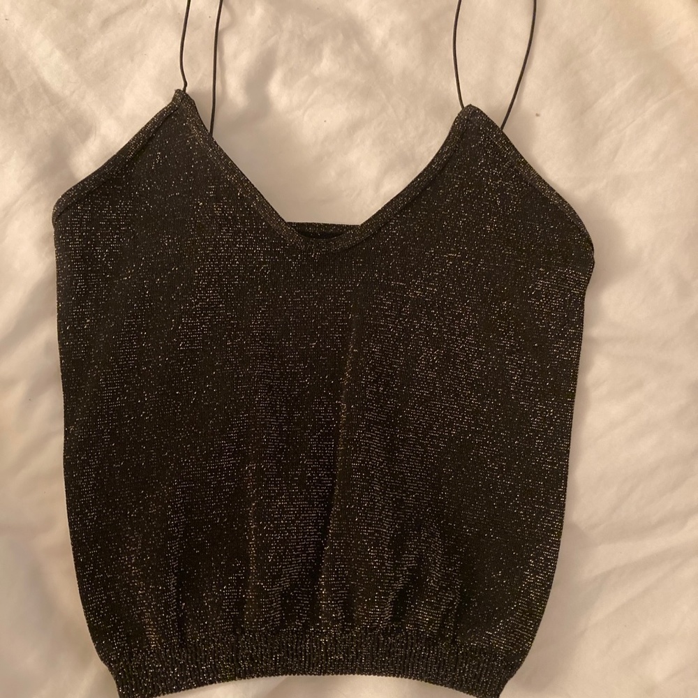 NWOT Free people shiny metallic black cami